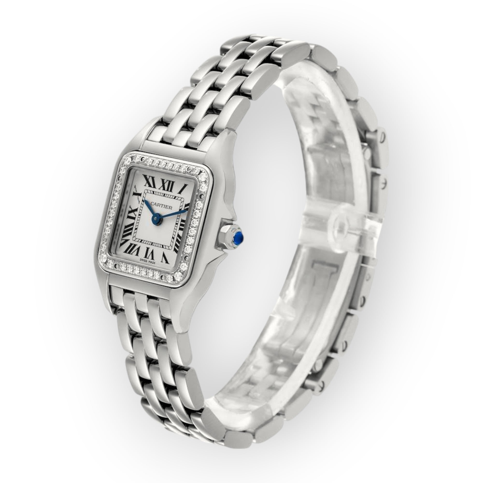 Cartier Panthere Small Steel Diamond Bezel Ladies Watch W4PN0007