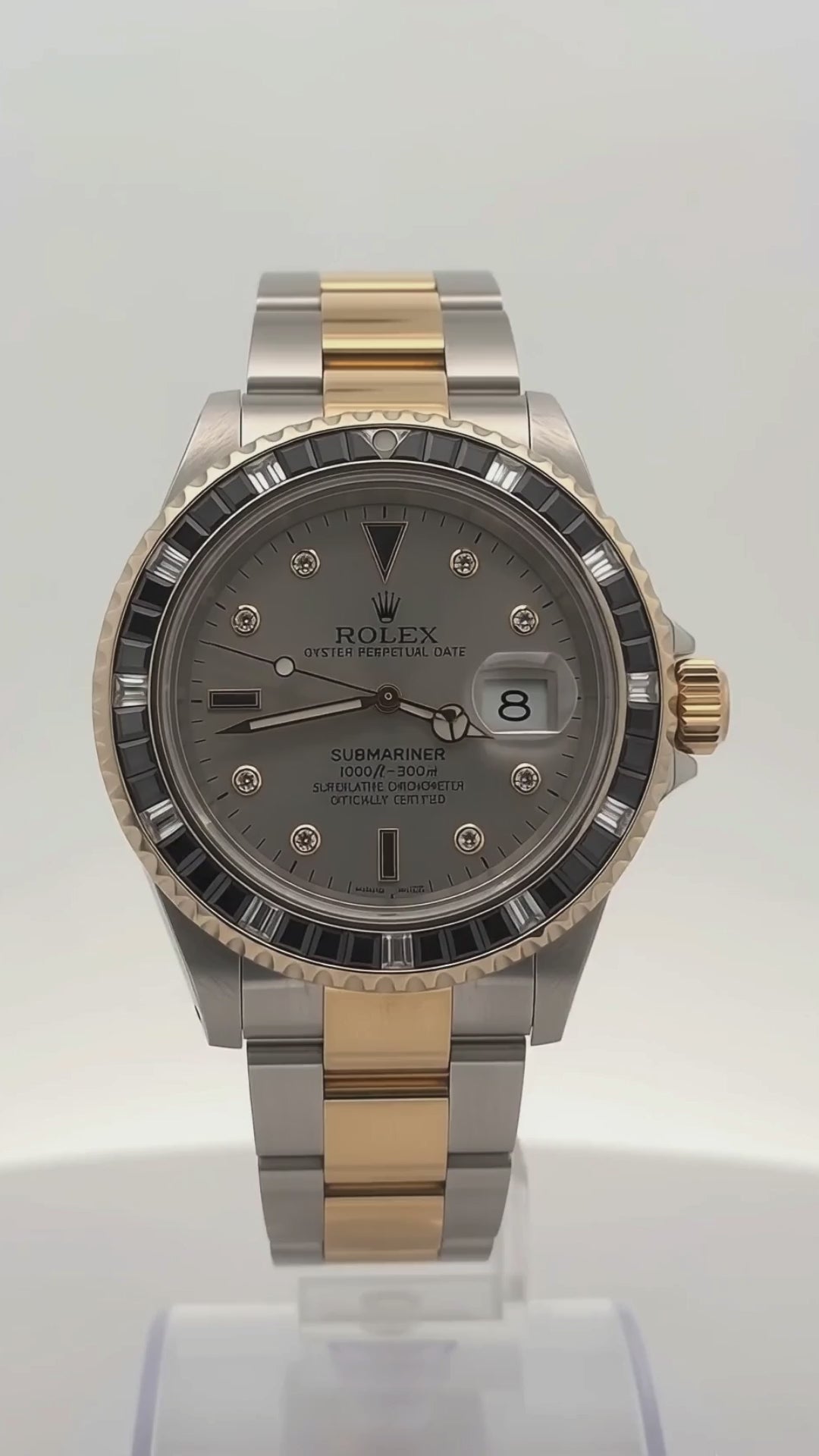 Rolex 40mm Submariner 16613 Custom Gray Diamond Dial & Bezel - 2001 Papers