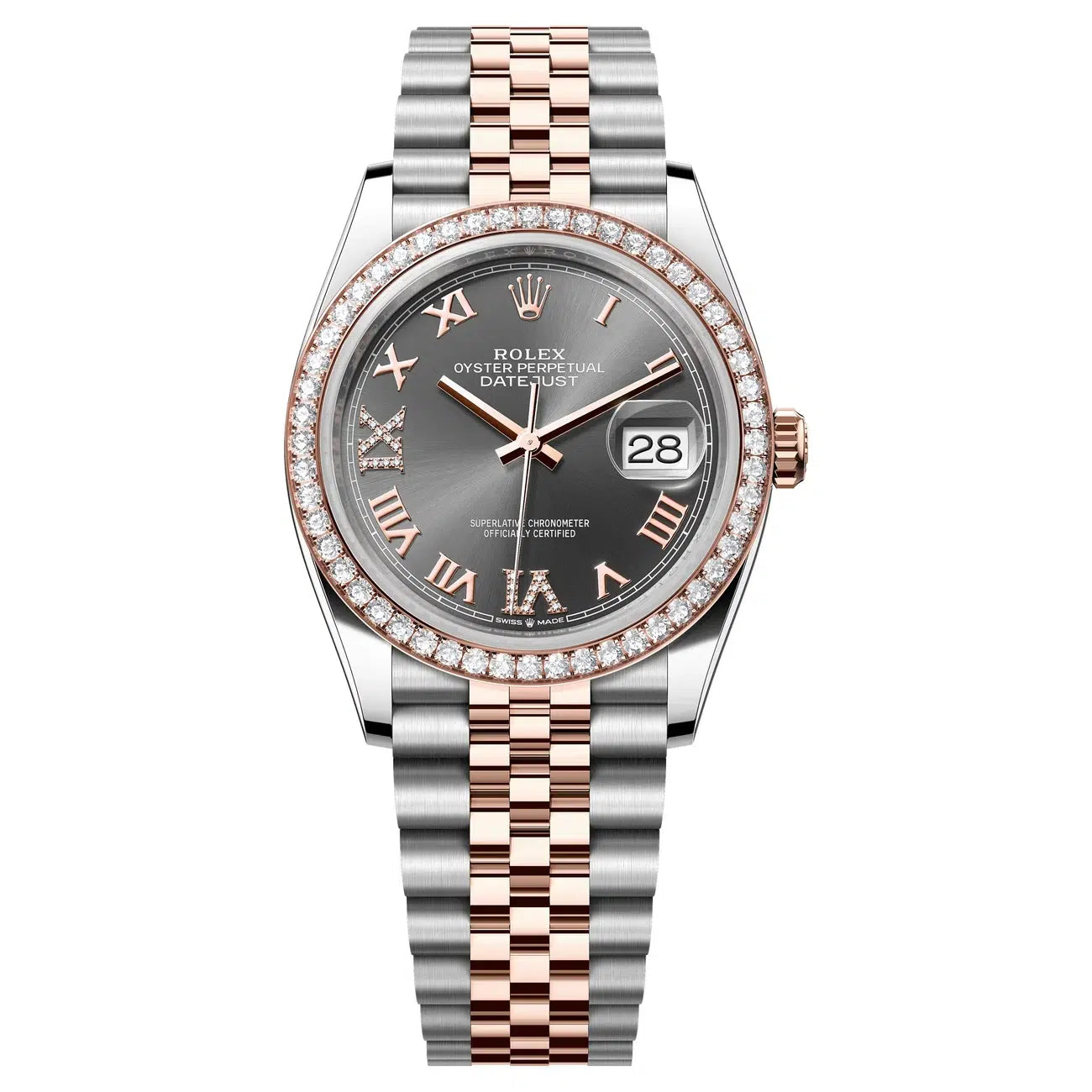 Rolex Datejust 36 126281RBR Dark Rhodium Diamond Dial Everose Rolesor Jubilee Bracelet