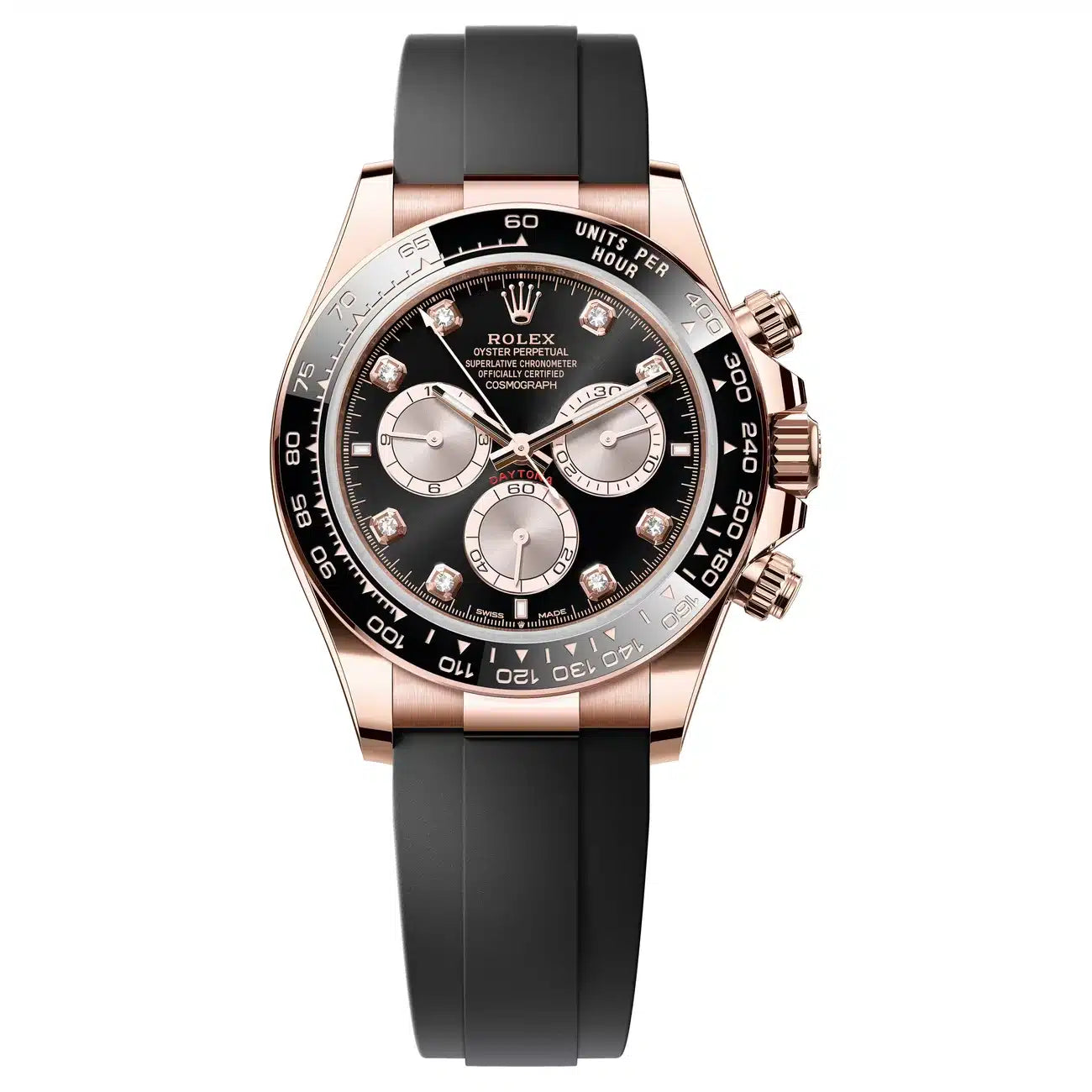 Rolex Cosmograph Daytona 126515LN Black Diamond Dial 18K Everose Gold Oysterflex 40mm