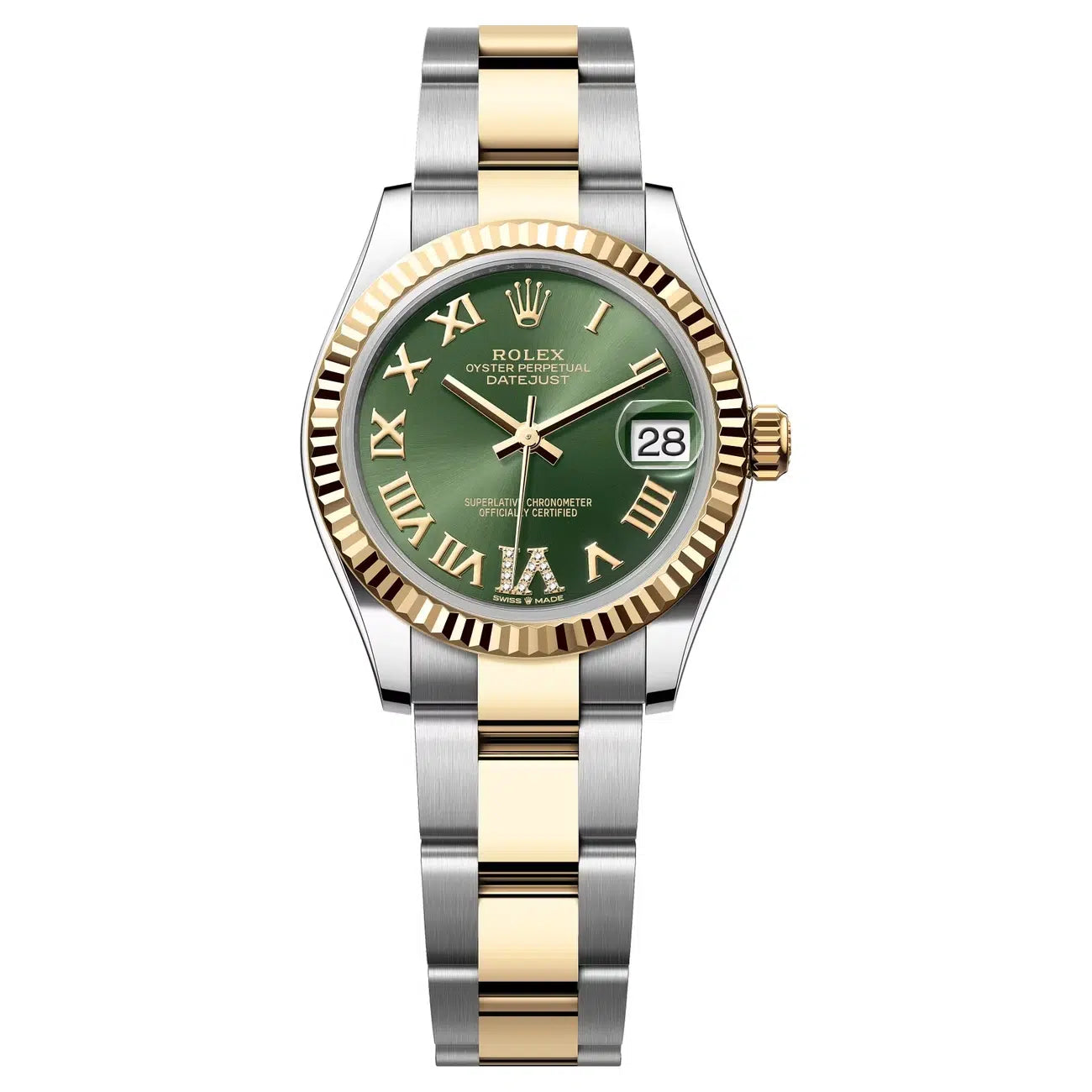 Rolex Datejust 31 278273 Green Dial Diamond 6 Oyster Bracelet Steel & Yellow Gold