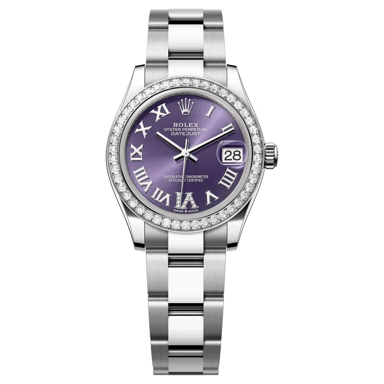 Rolex Datejust 31 278384RBR Aubergine Dial Diamond Bezel Oyster Bracelet
