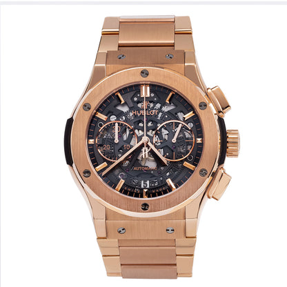 18K Rose Gold Hublot Classic Fusion Aero King 525.OX.0180.OX 45mm Black Dial