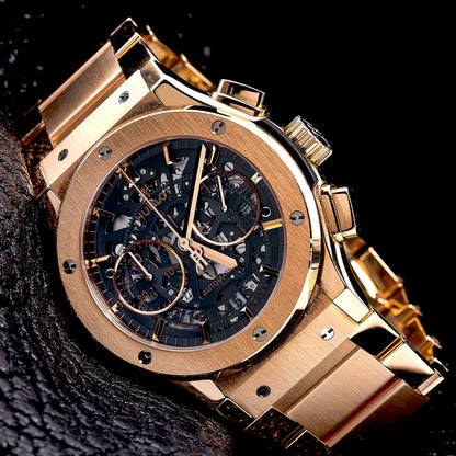 18K Rose Gold Hublot Classic Fusion Aero King 525.OX.0180.OX 45mm Black Dial