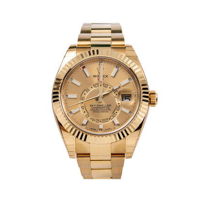 18K Yellow Gold Rolex 326938 Sky-Dweller 42mm Champagne Dial