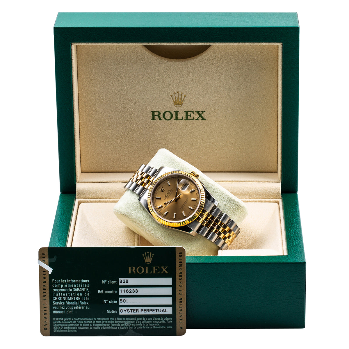 Rolex DateJust 116233 36mm Champagne Dial