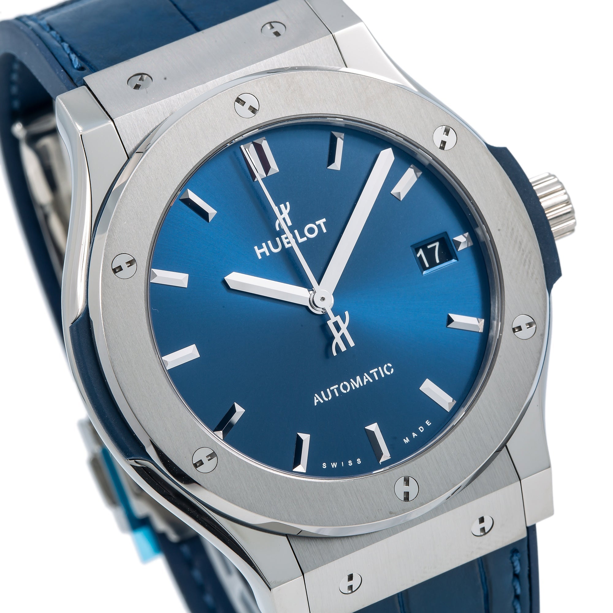 Hublot Classic Fusion Blue 511.NX.7170.LR 45MM Blue Dial With Leather Bracelet