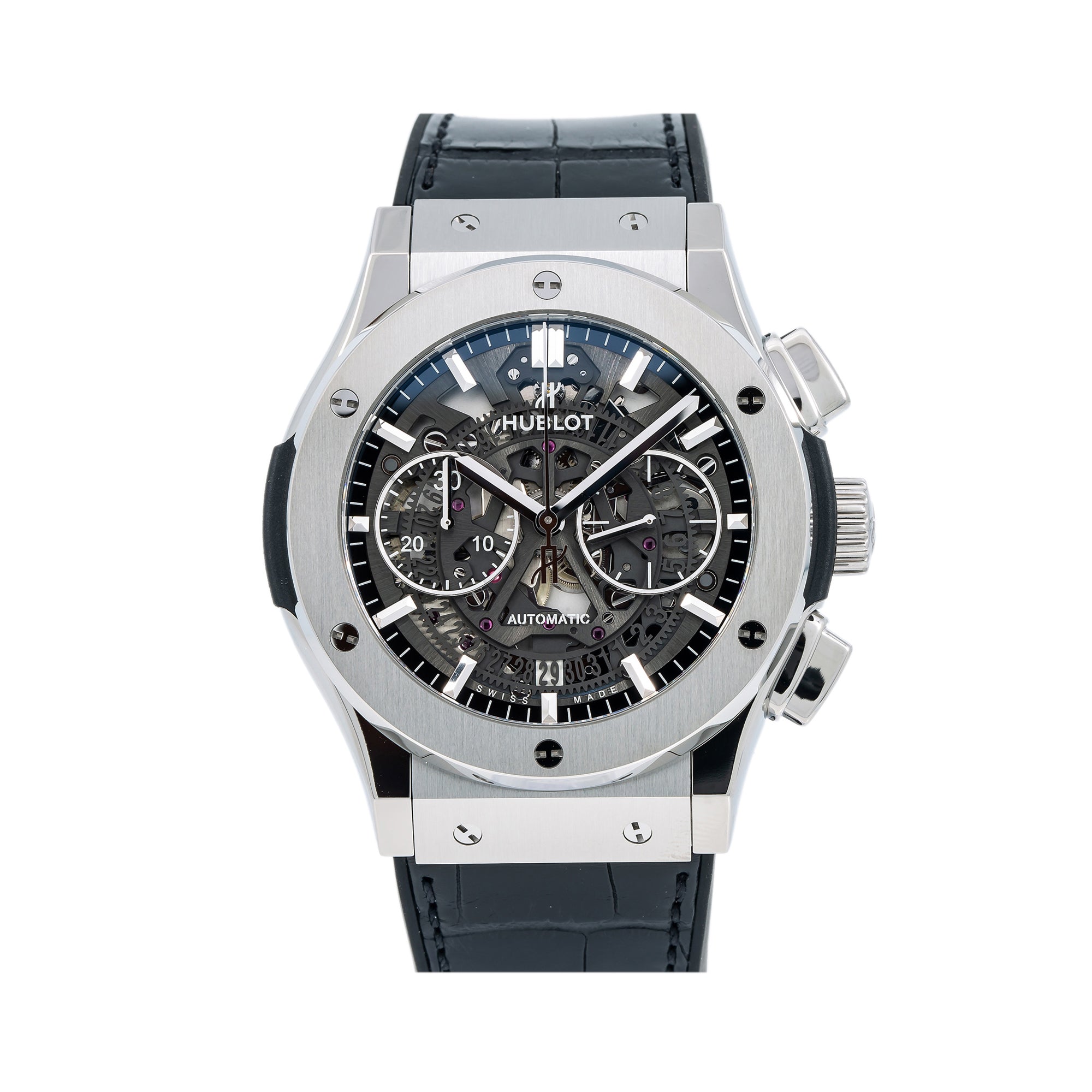 Hublot Classic Fusion Aerofusion 525.NX.0170.LR.12 45MM Black Dial With Leather Bracelet