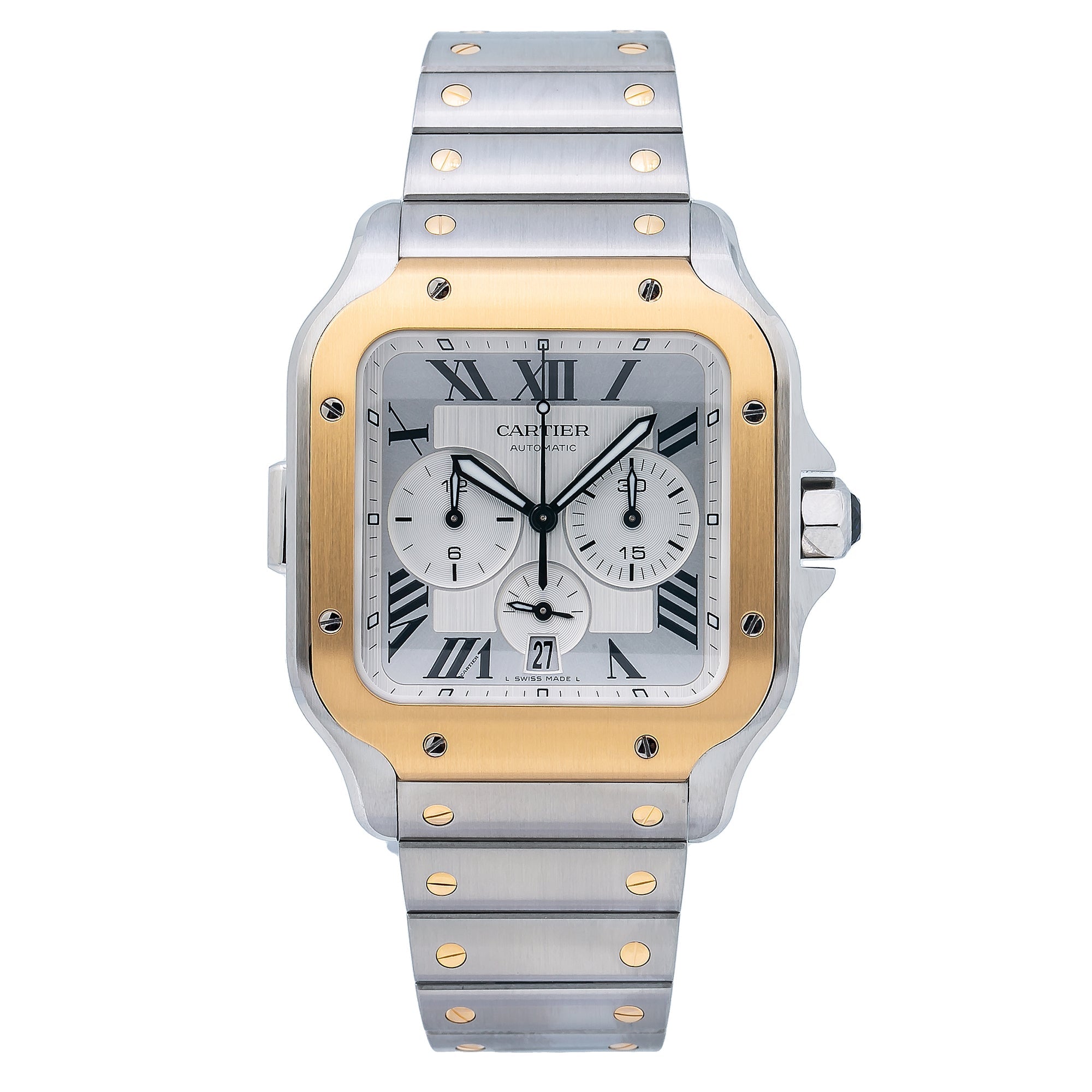 Cartier Santos W2SA0008 43mm White Dial With Two Tone Bracelet