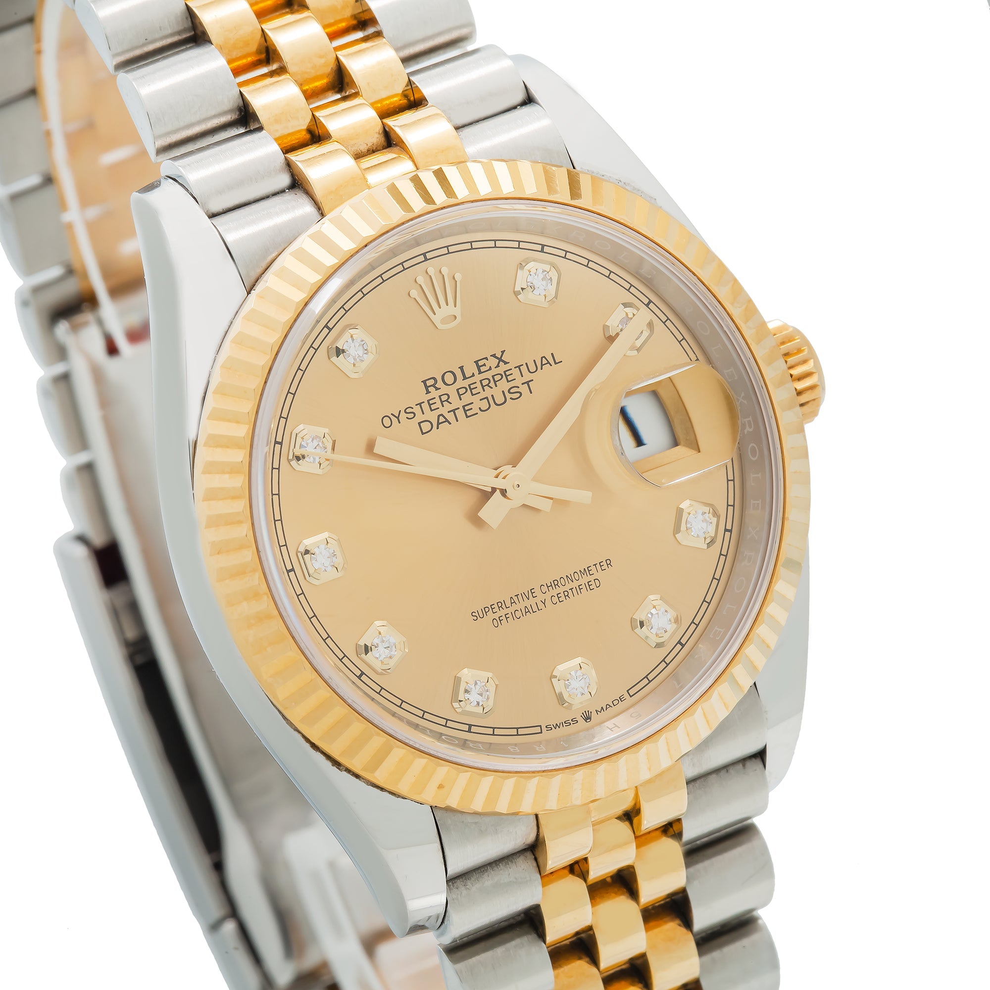 Rolex Steel and Yellow Gold Rolesor Datejust 36 Watch 126233 Champagne Diamond Dial - Jubilee Bracelet