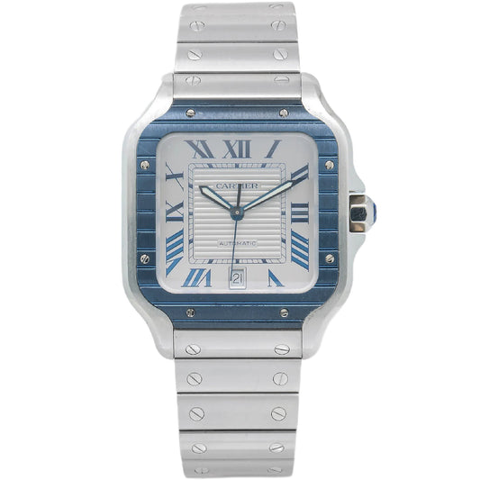 Cartier Santos De Cartier WSSA0030 40MM Silver Dial With Blue Bezel