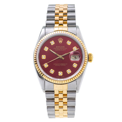 Two Tone Rolex Datejust 16013 36mm Red Dial