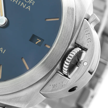 Panerai Luminor Marina PAM01058 44MM Blue Dial With Stainless Steel Bracelet