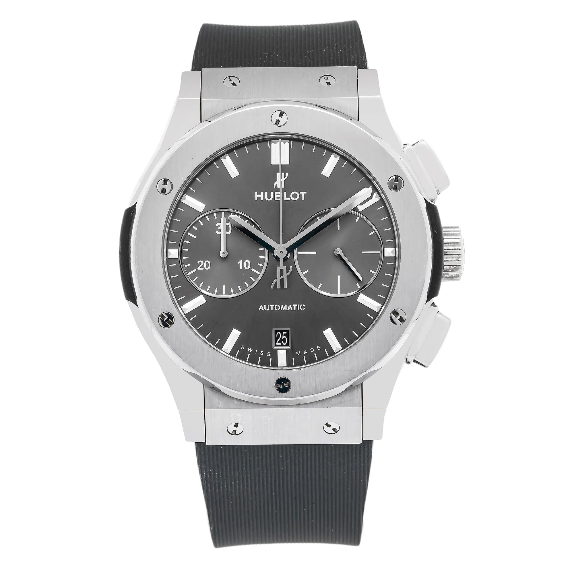 Hublot Classic Fusion 521.NX.7071.LR 45MM Silver Dial With Rubber Bracelet