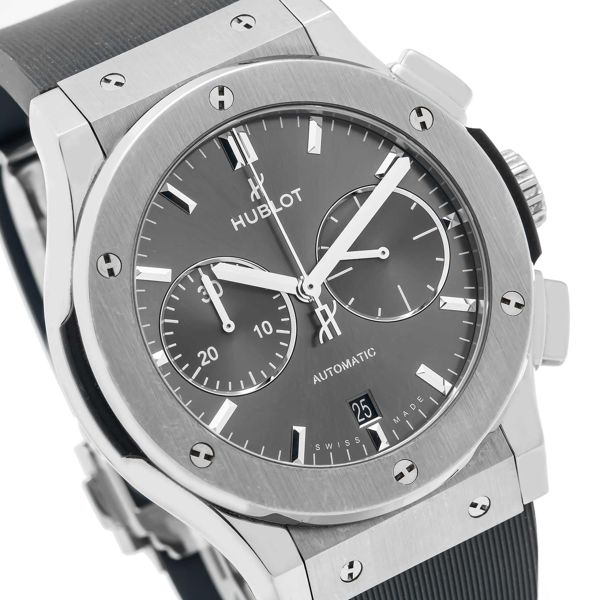 Hublot Classic Fusion 521.NX.7071.LR 45MM Silver Dial With Rubber Bracelet