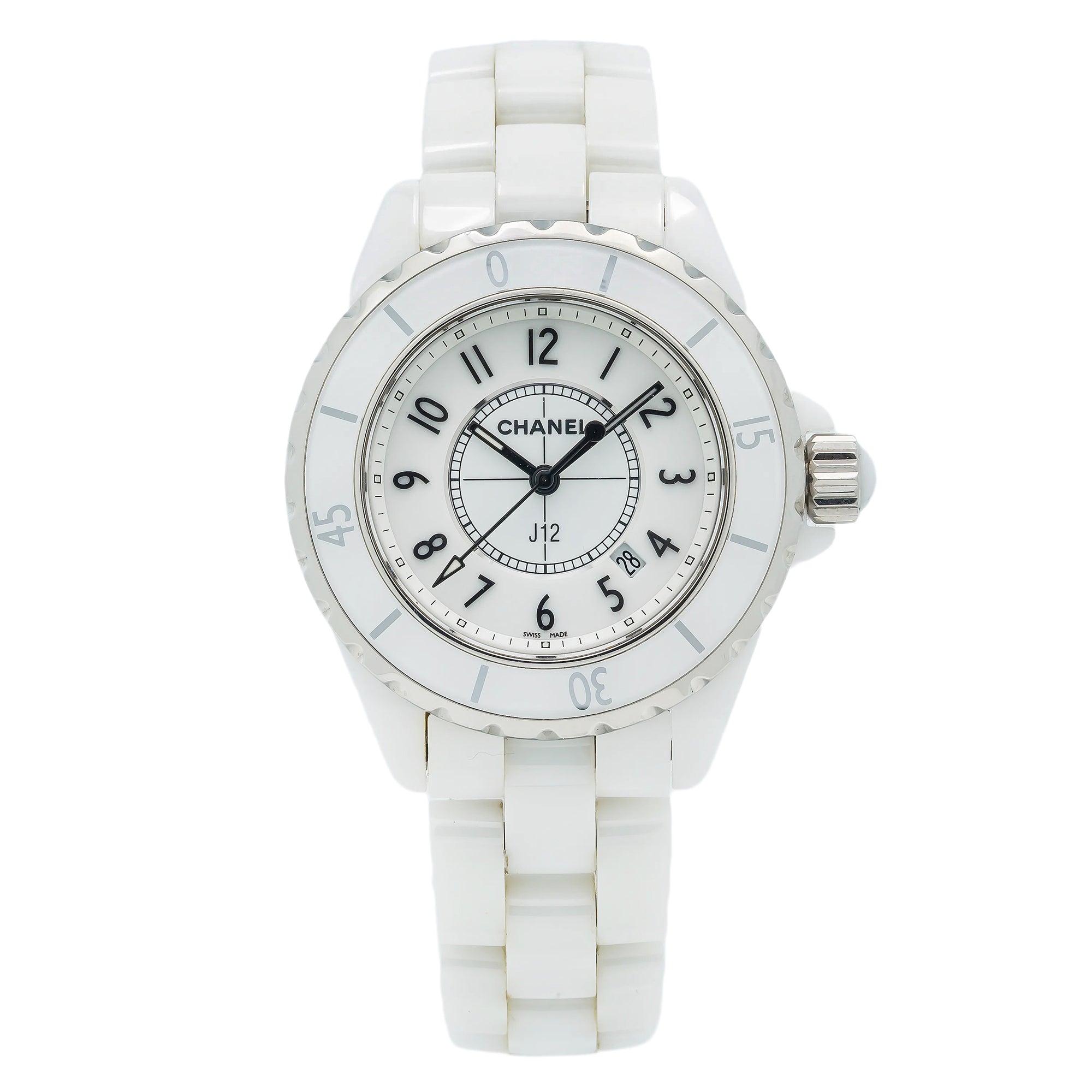 Chanel J12 H0968 33MM Quartz White Dial With White Ceramic Bracelet