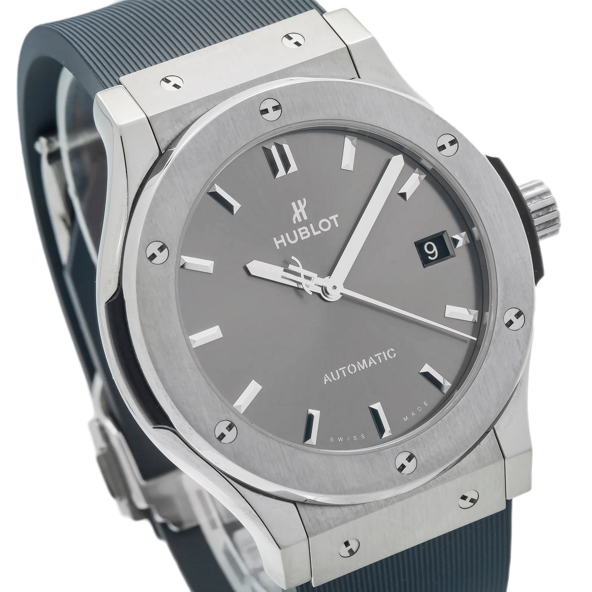 Hublot Classic Fusion 542.NX.7071.LR 42MM Silver Dial With Rubber Bracelet