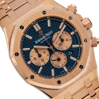 Audemars Piguet Royal Oak Chronograph 26320OR 41MM Blue Dial With Rose Gold Bracelet