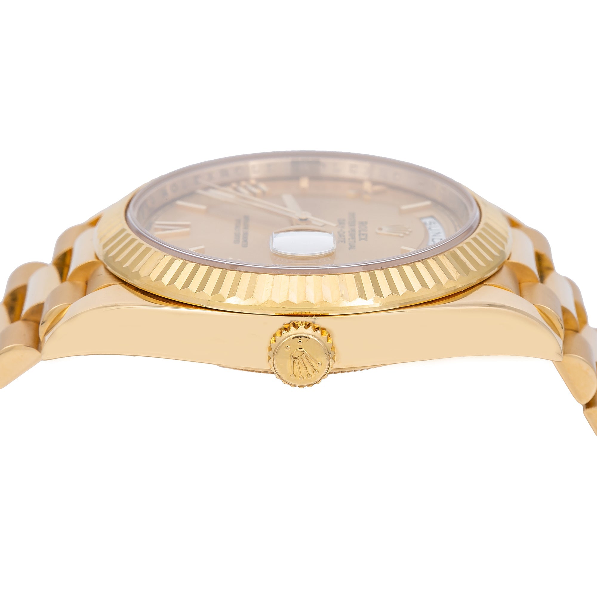 Rolex Yellow Gold Day-Date 40 Watch Champagne Roman Dial - President Bracelet