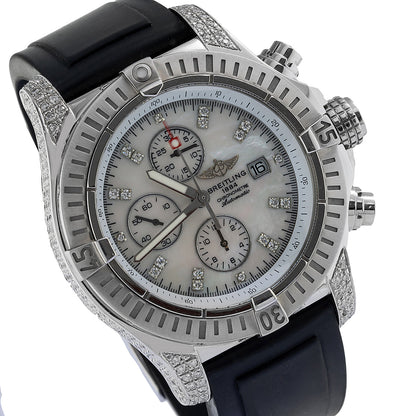 Breitling ChBreitling super avenger A11370 42MM White Diamond Dial With 4.00 CT Diamonds