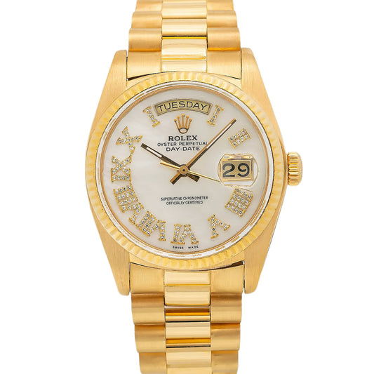 Rolex Day-Date 18013 36MM White Diamond Dial With Presidential Bracelet