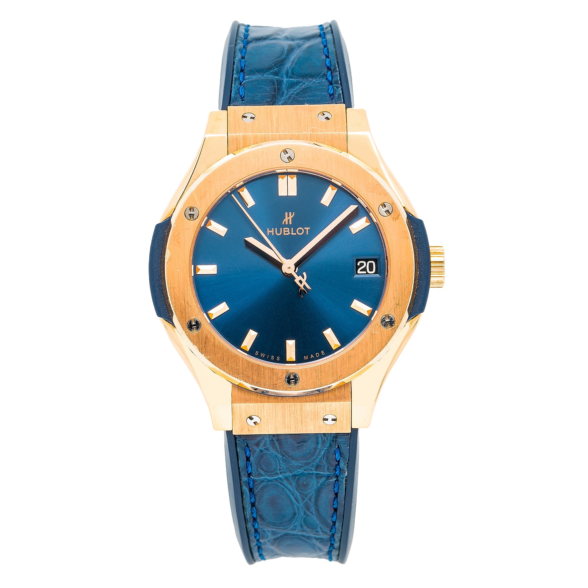 Hublot Classic Fusion 581.OX.7180.LR 33MM Blue Dial With Leather Bracelet