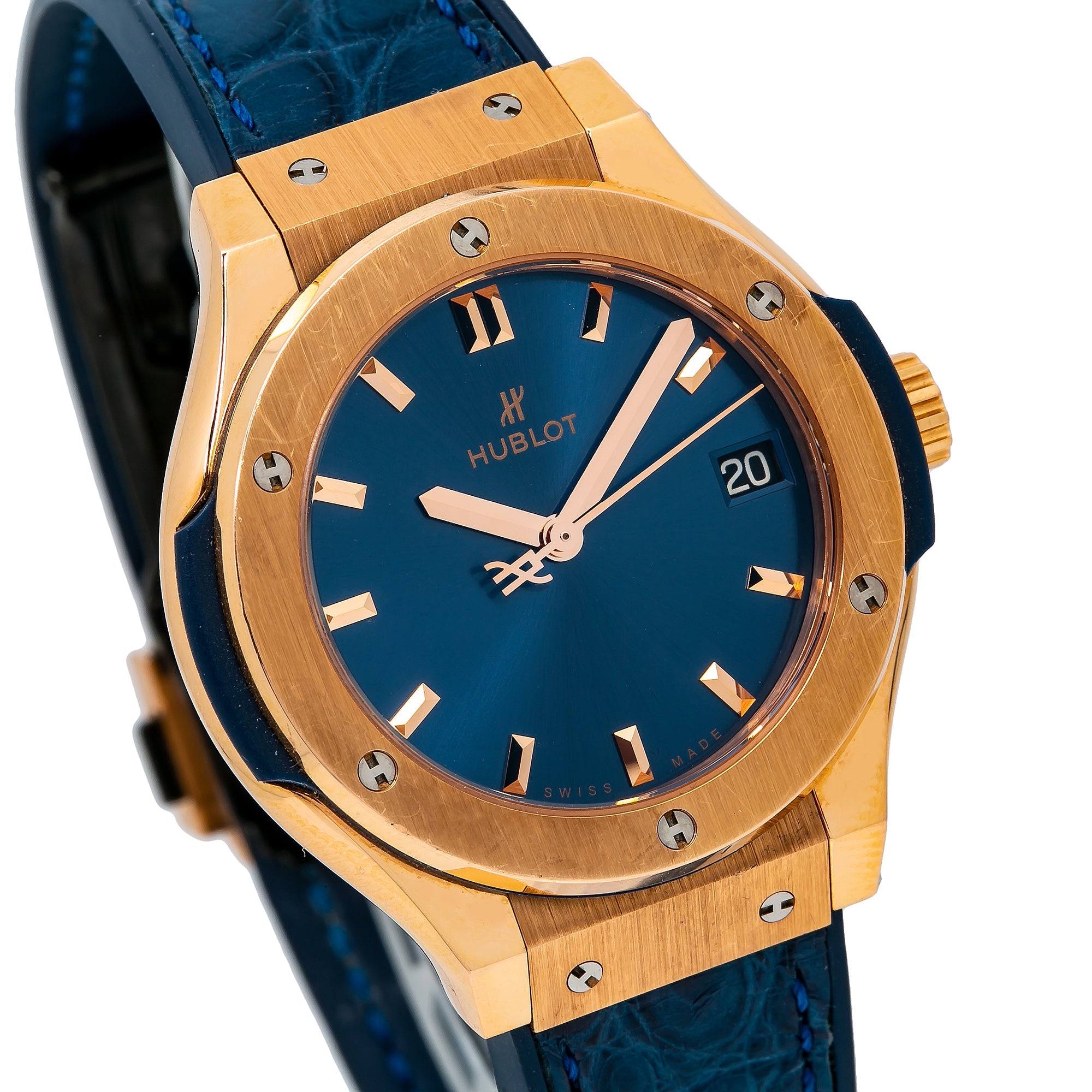 Hublot Classic Fusion 581.OX.7180.LR 33MM Blue Dial With Leather Bracelet