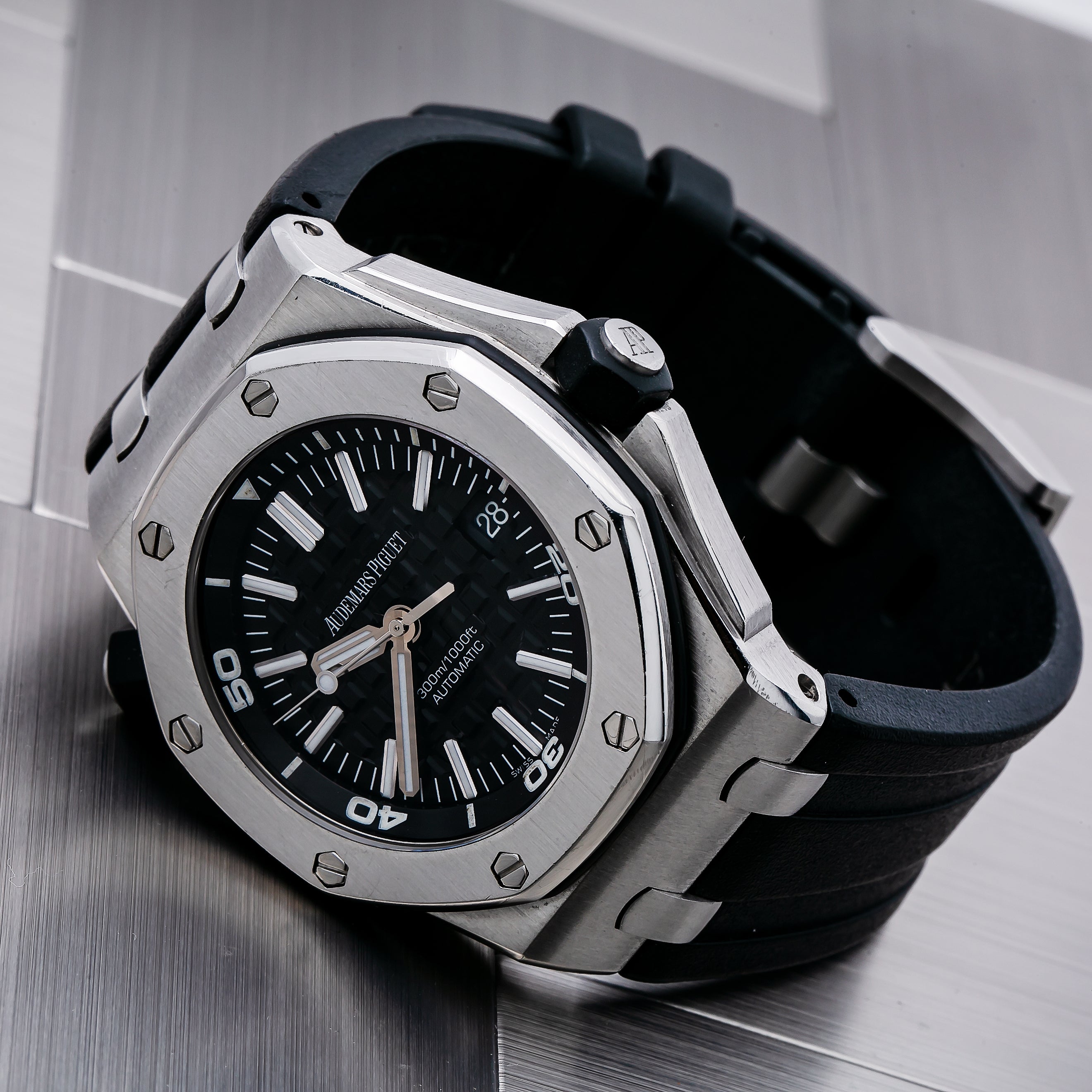 Audemars Piguet Royal Oak Offshore Chronograph 15703ST 42MM Black Dial With Rubber Bracelet