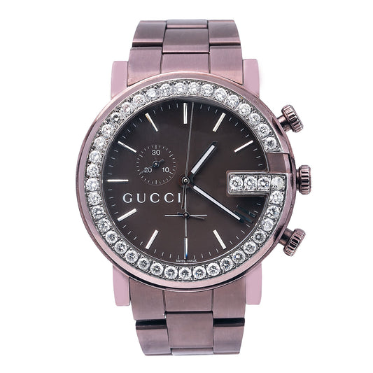 Gucci G-Chrono YA101331 44MM Brown Dial With 2.40 CT Diamonds