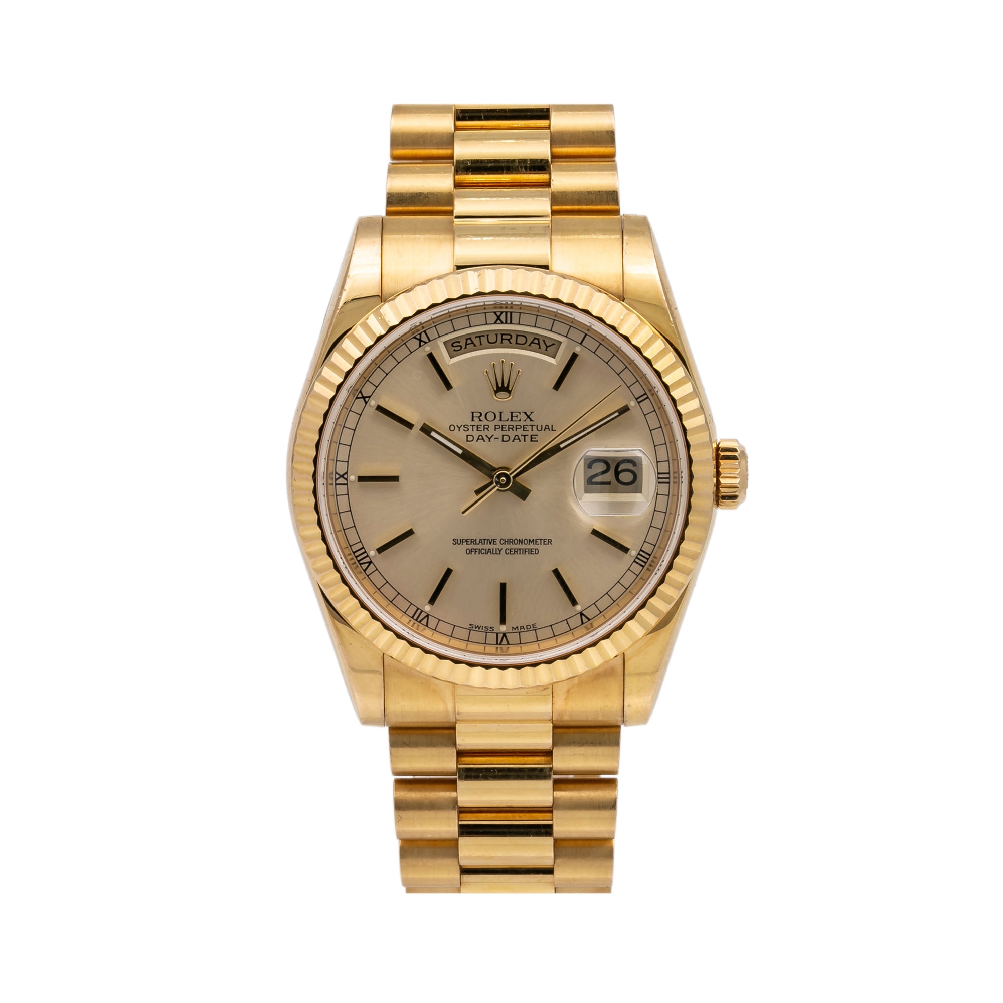 Rolex Day-Date 118238 36MM Champagne Dial With Yellow Gold President Bracelet