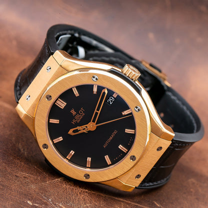 Hublot Classic Fusion 511.PX.1180.RX 45MM Black Dial With Leather Bracelet