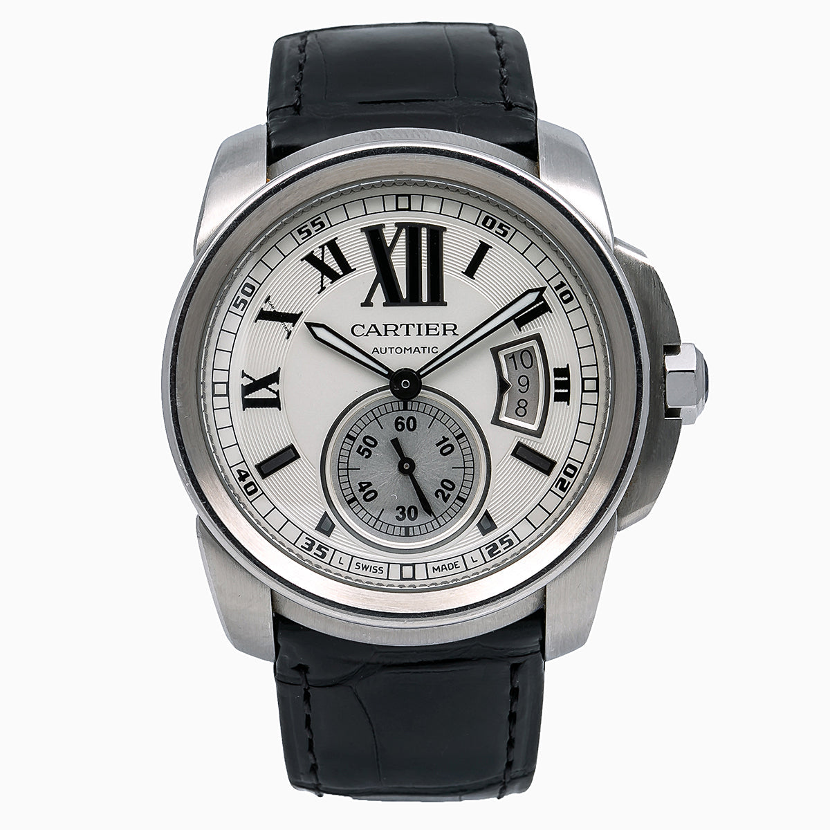 Cartier Calibre de Cartier W7100037 42MM Silver Dial With Leather Bracelet