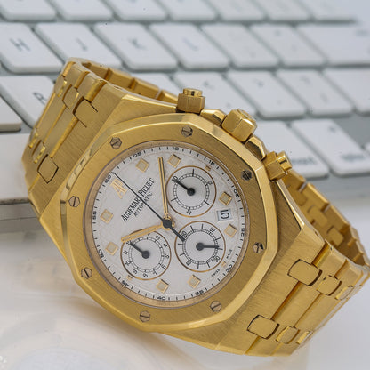 Audemars Piguet Royal Oak Chronograph 26022BA 39MM White Dial With Yellow Gold Bracelet