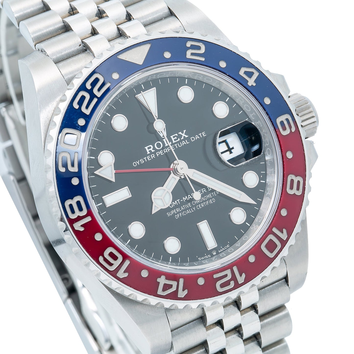 Rolex GMT Master II Pepsi Watch Blue and Red Ceramic Bezel with Jubilee Bracelet 40MM