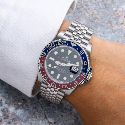 Rolex GMT Master II Pepsi Watch Blue and Red Ceramic Bezel with Jubilee Bracelet 40MM