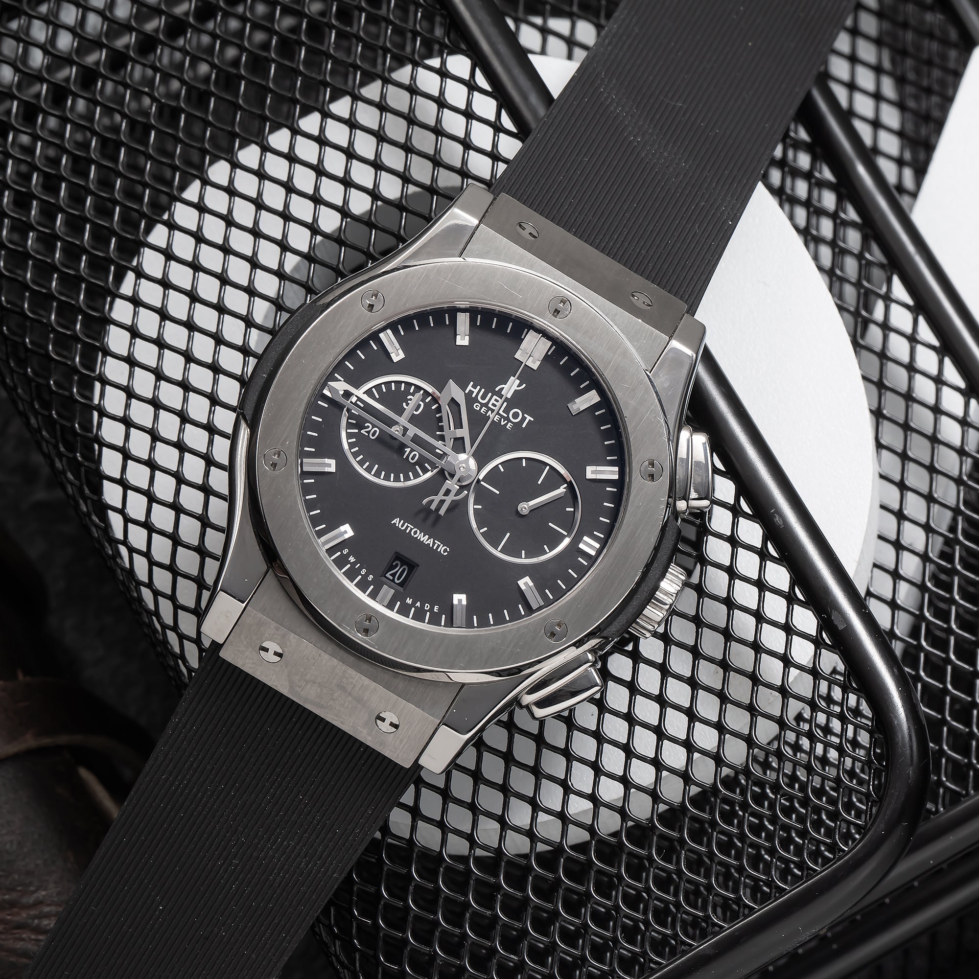 Hublot Classic Fusion Chronograph 541.NX.1170.LR 42MM Black Dial With Rubber Bracelet