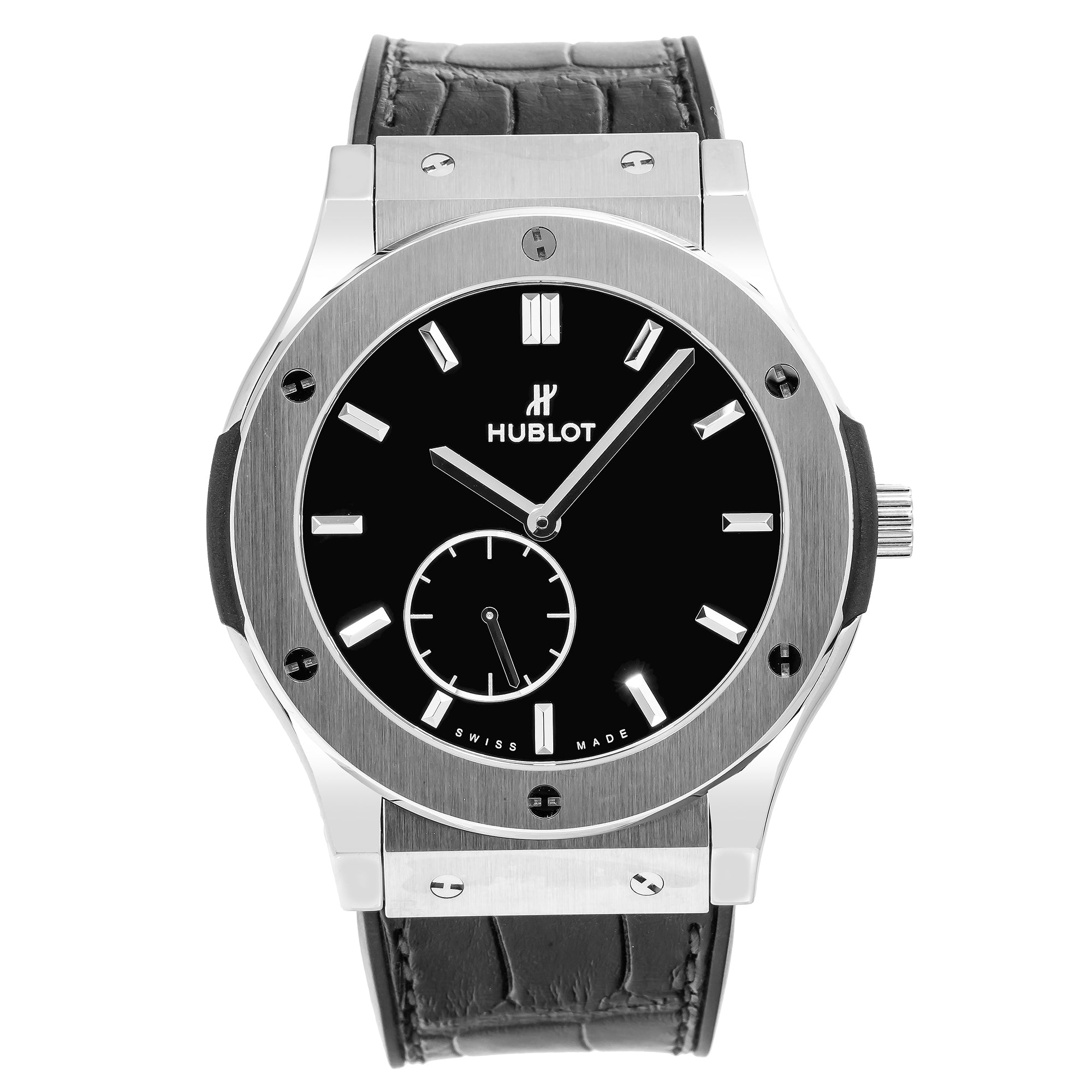 Hublot Classic Fusion Ultra-Thin 515.NX.1270.LR 45MM Black Dial With Leather Bracelet