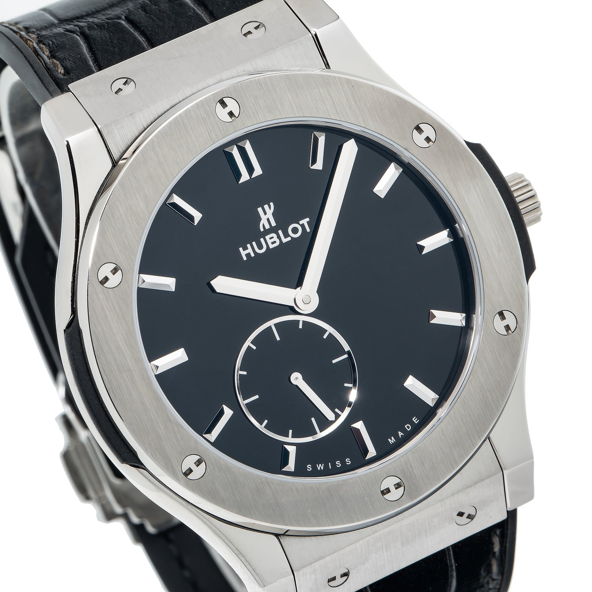 Hublot Classic Fusion Ultra-Thin 515.NX.1270.LR 45MM Black Dial With Leather Bracelet