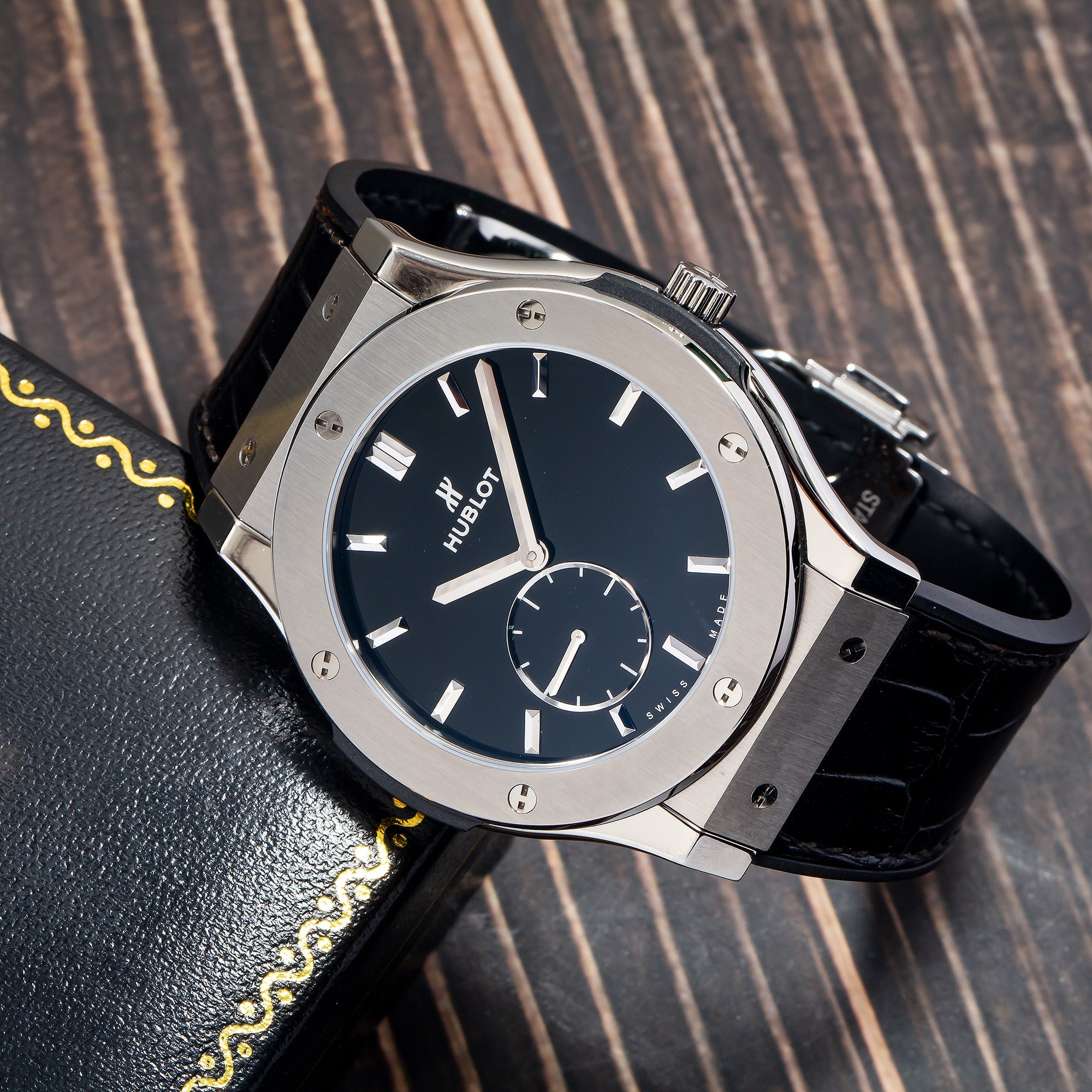 Hublot Classic Fusion Ultra-Thin 515.NX.1270.LR 45MM Black Dial With Leather Bracelet