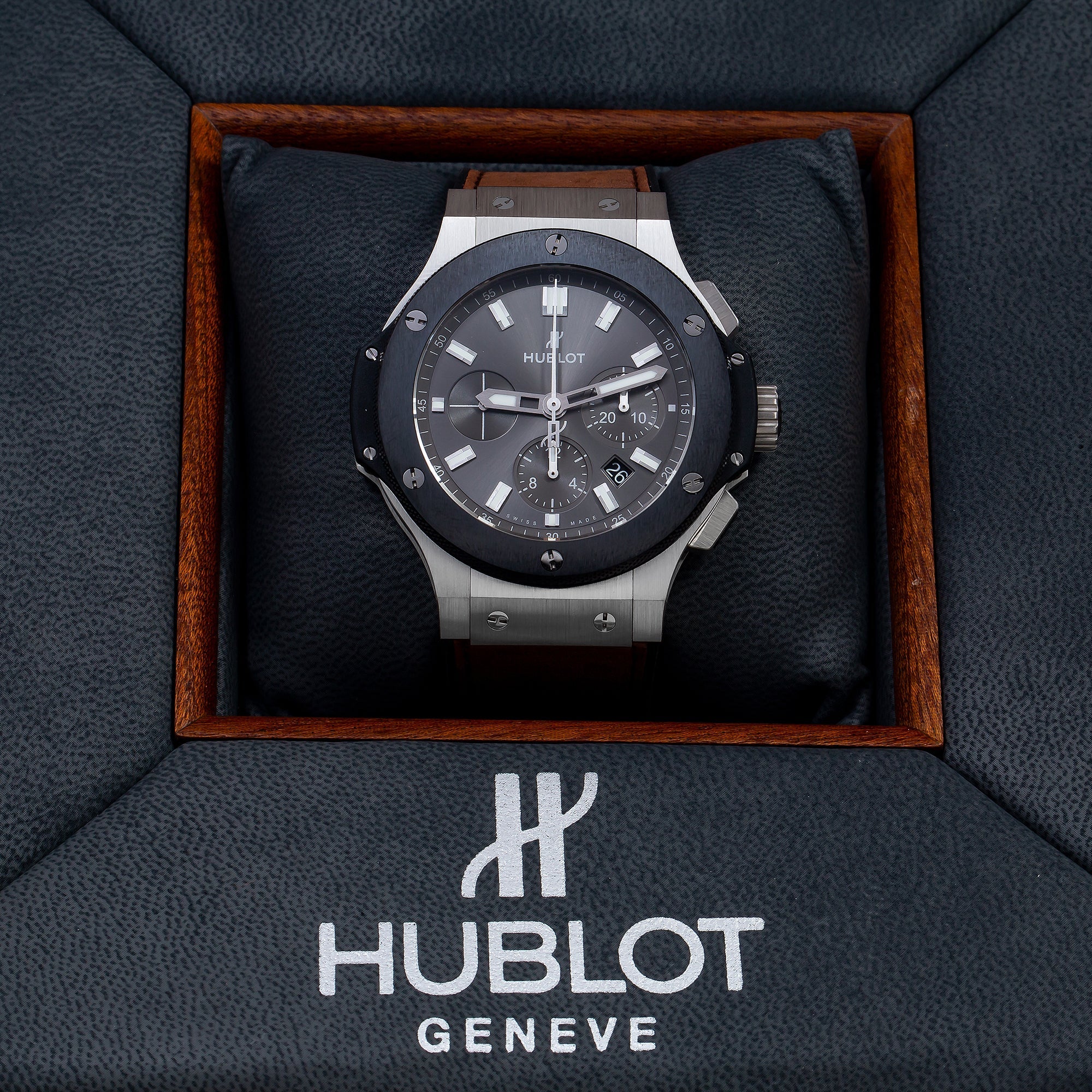 Hublot Big Bang 301.SM.7070.VR.TI 44MM Black Dial With Leather Bracelet