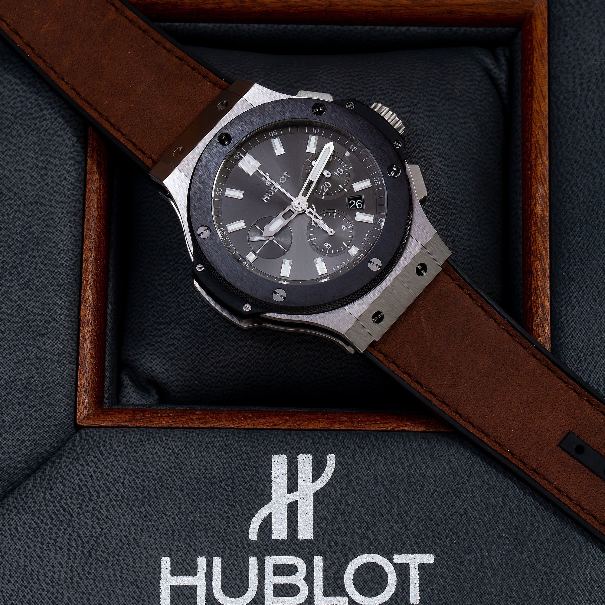 Hublot Big Bang 301.SM.7070.VR.TI 44MM Black Dial With Leather Bracelet