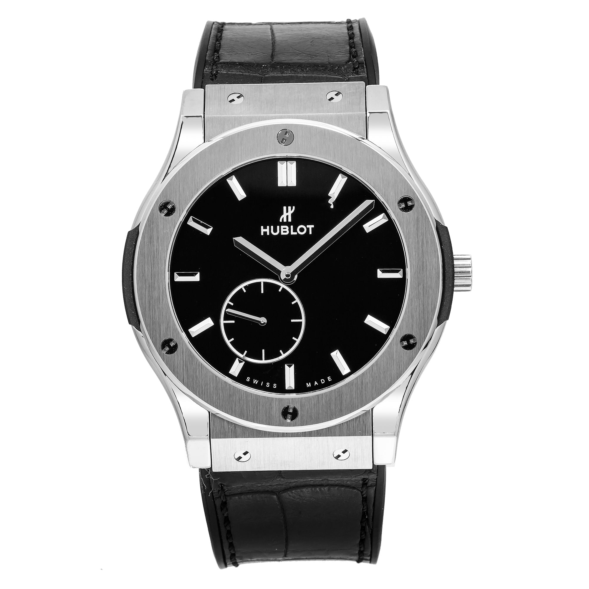 Hublot Classic Fusion Ultra-Thin 515.NX.1270.LR 45MM Black Dial With Leather Bracelet