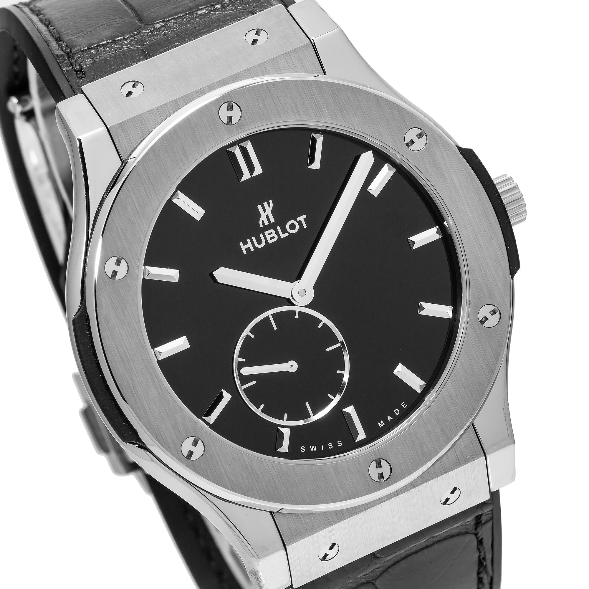 Hublot Classic Fusion Ultra-Thin 515.NX.1270.LR 45MM Black Dial With Leather Bracelet