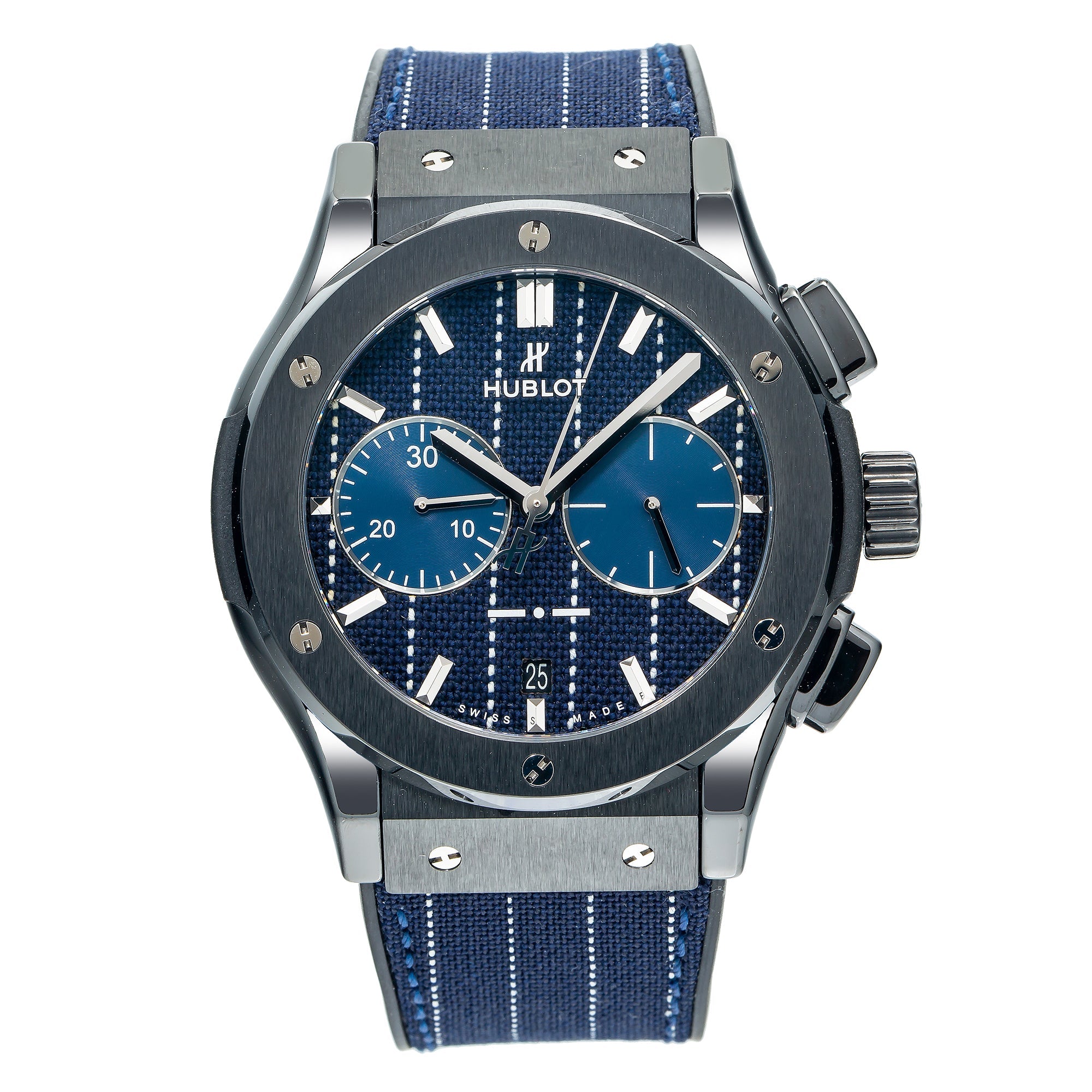 Hublot Classic Fusion Chronograph 521.CM.2707.NR.ITI18 45MM Blue Dial With Leather Bracelet