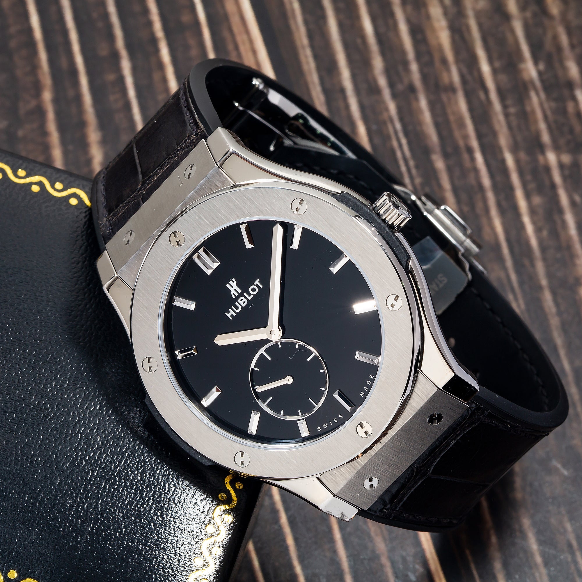 Hublot Classic Fusion Ultra-Thin 515.NX.1270.LR 45MM Black Dial With Leather Bracelet