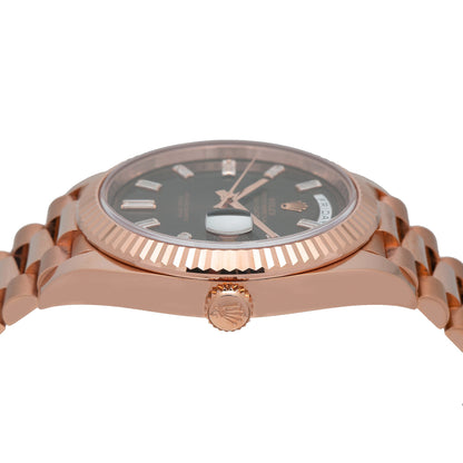 ROLEX DAY-DATE 228235 40MM CHOCOLATE DIAMOND DIAL WITH ROSE GOLD PRESIDENT BRACELET