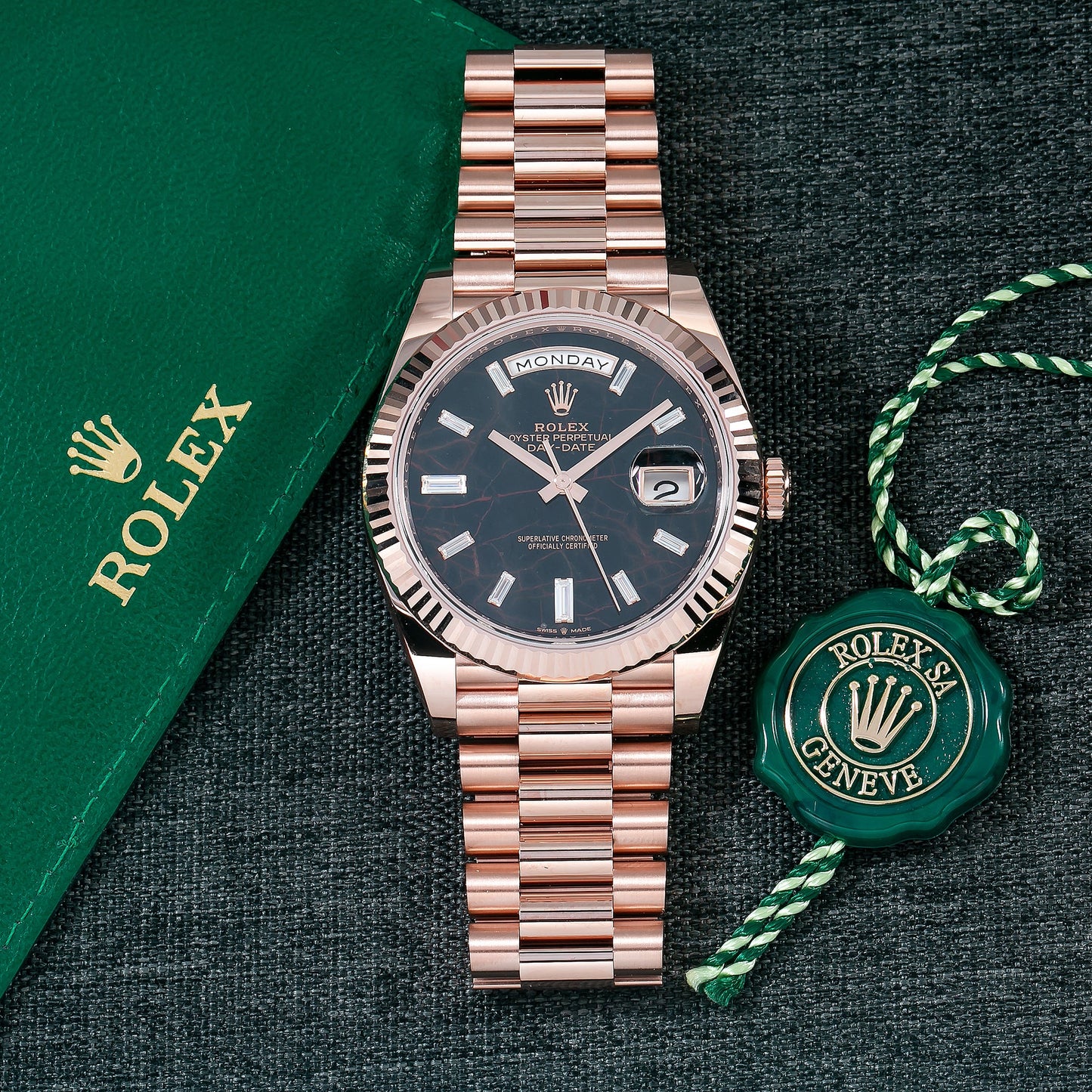 Rolex Day-Date 228235 40MM Eisenkiesel  Dial With Rose Gold President Bracelet