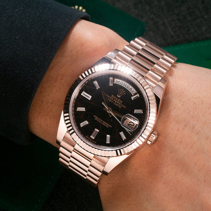 Rolex Day-Date 228235 40MM Eisenkiesel  Dial With Rose Gold President Bracelet