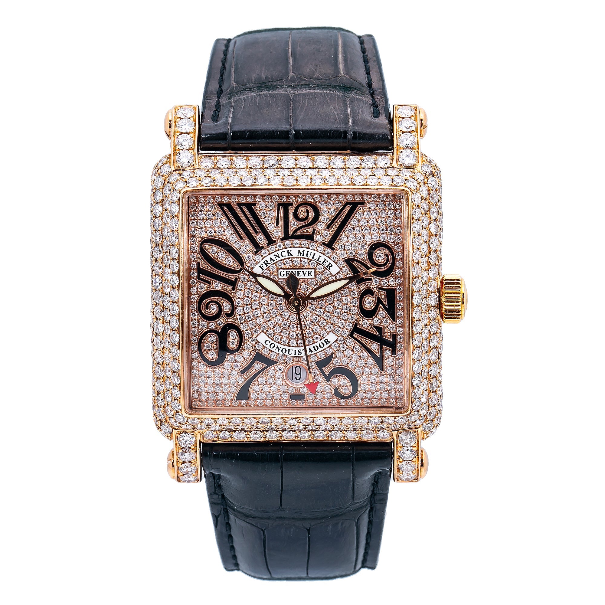 Franck Muller Conquistador Cortez 10000HSC 39MM Rose Gold Diamond Dial With 10.25 CT Diamonds