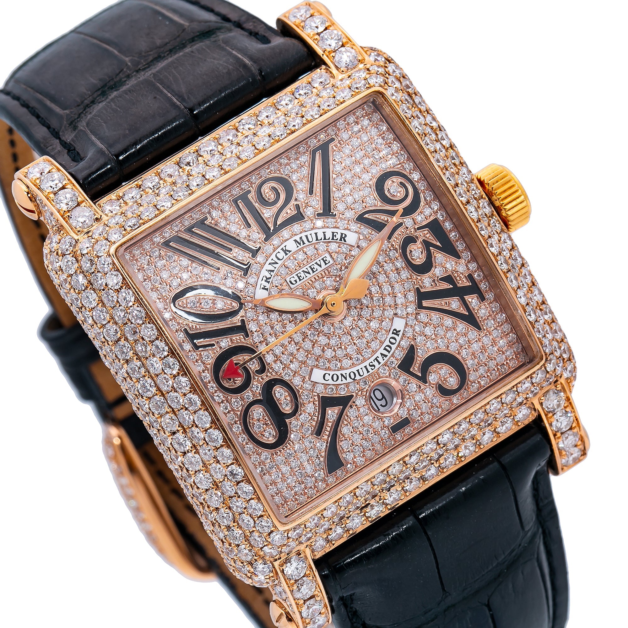 Franck Muller Conquistador Cortez 10000HSC 39MM Rose Gold Diamond Dial With 10.25 CT Diamonds